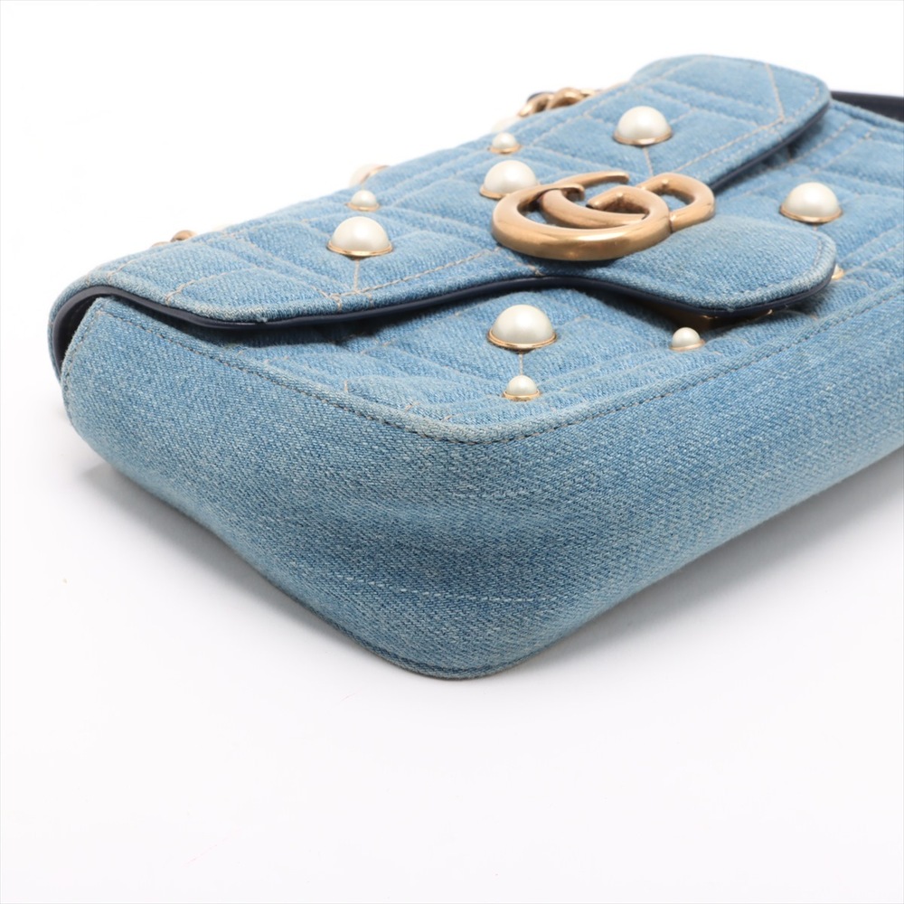 Gucci GG Marmont denim chain shoulder bag blue - Picture 4 of 8